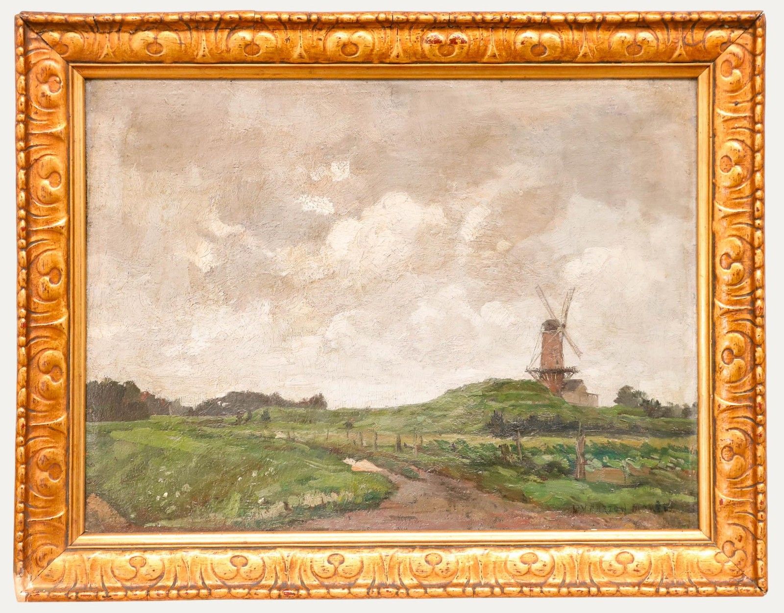 Attrib. Willem Vaarzon Morel (1868 1955) Framed Oil, Zeeland Landscape