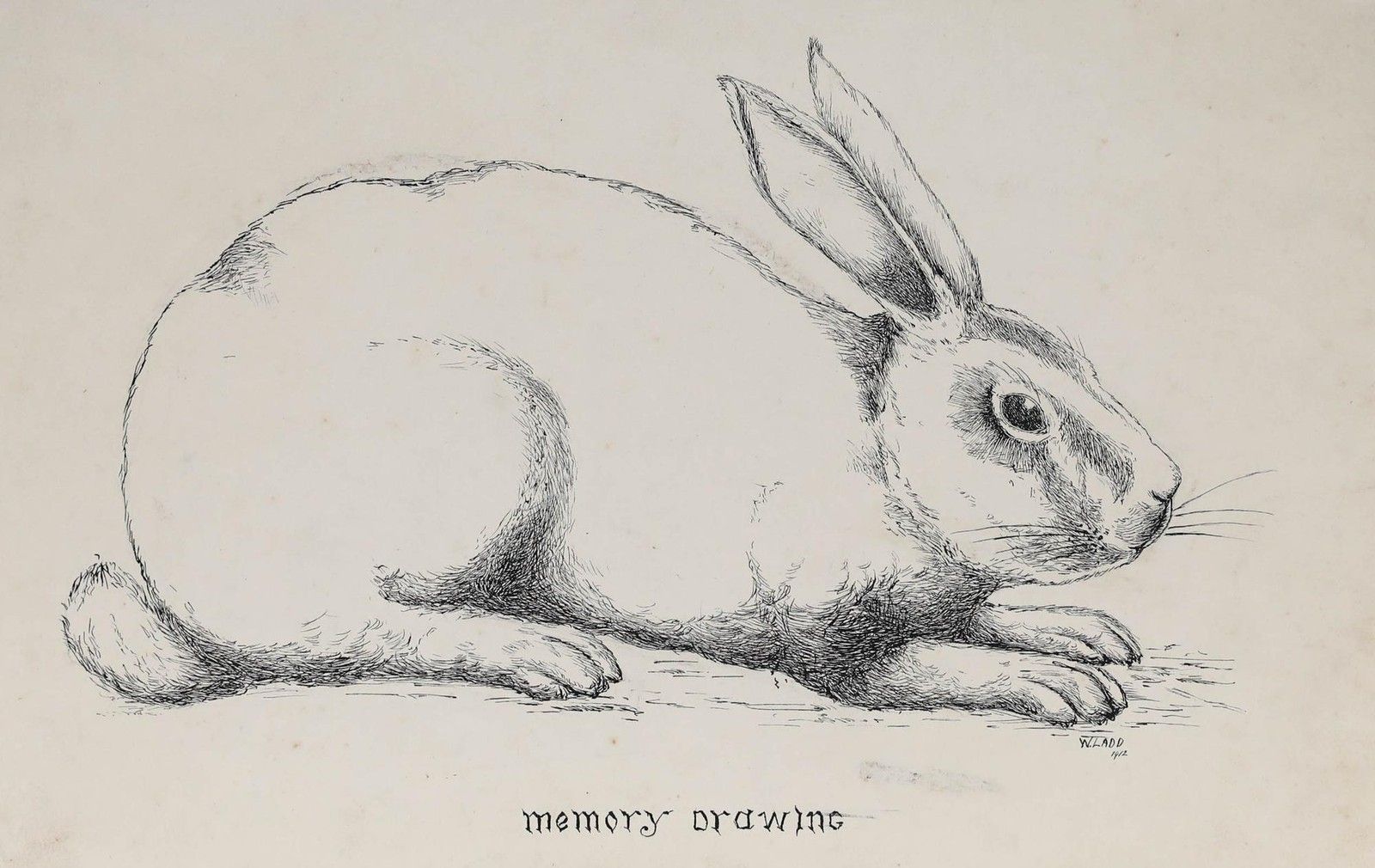 William Henry Ladd Early 20th Century Pen And Ink Drawing, Sketch Of A Rabbit photo furniture