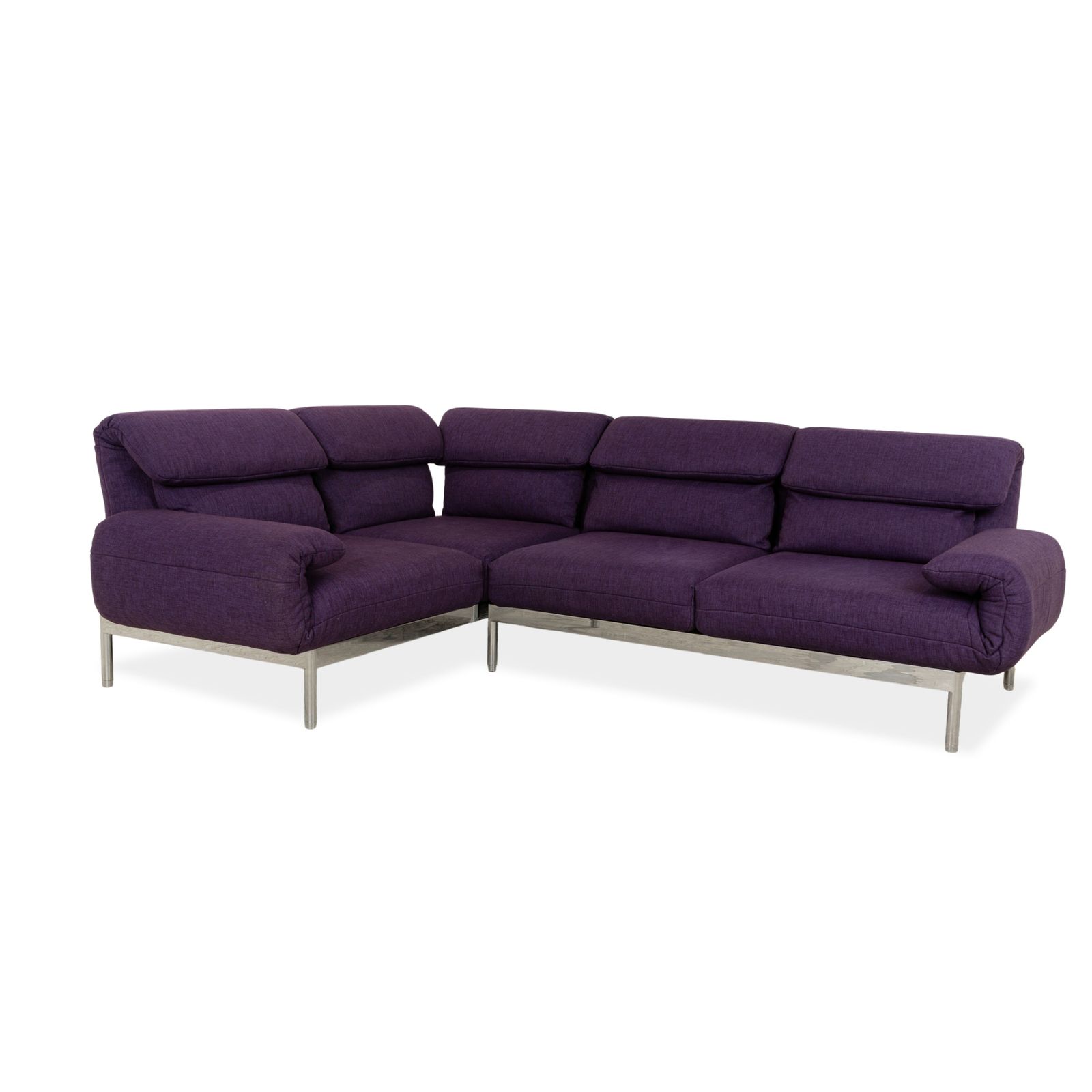 Canapé d'angle Rolf Benz Plura en tissu violet, fonction manuelle
