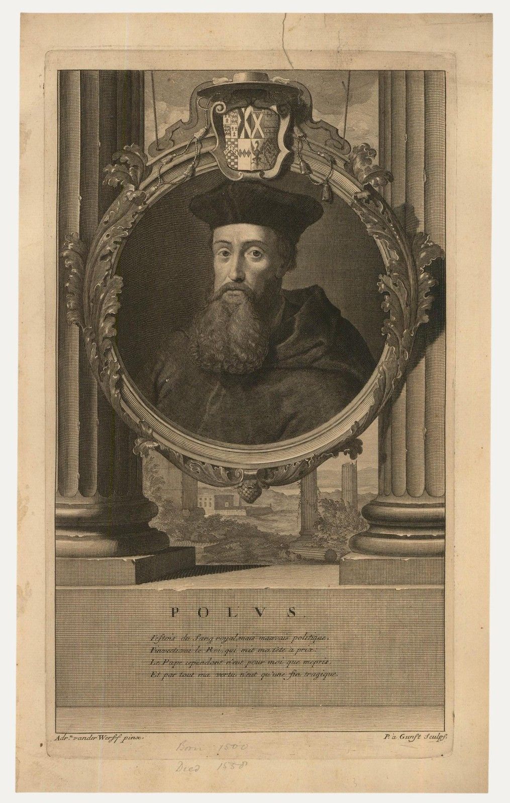 After Adriaen Van Der Werff (1659 1722) 17th Century Engraving, Reginald Pole