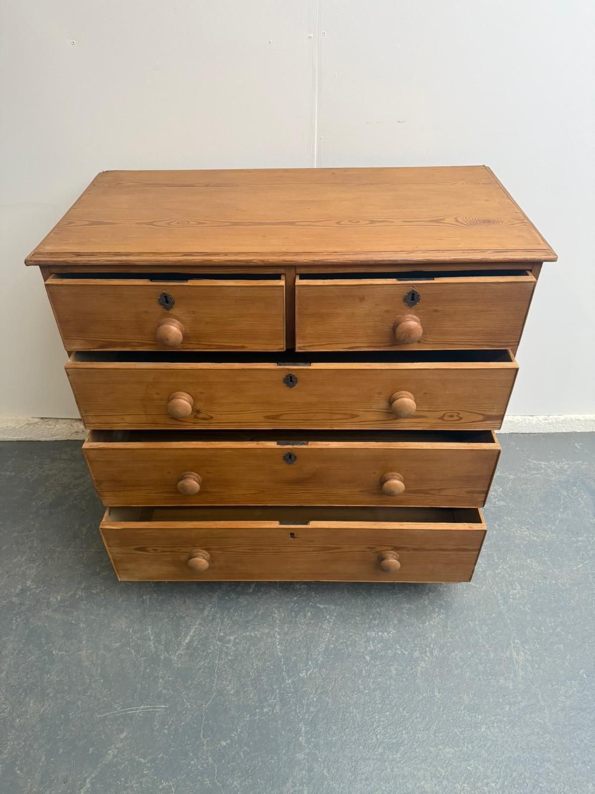 photo for sale A Quality Pine Waxed 5 Drawer Georgian Bracket Foot Chest Of Drawers