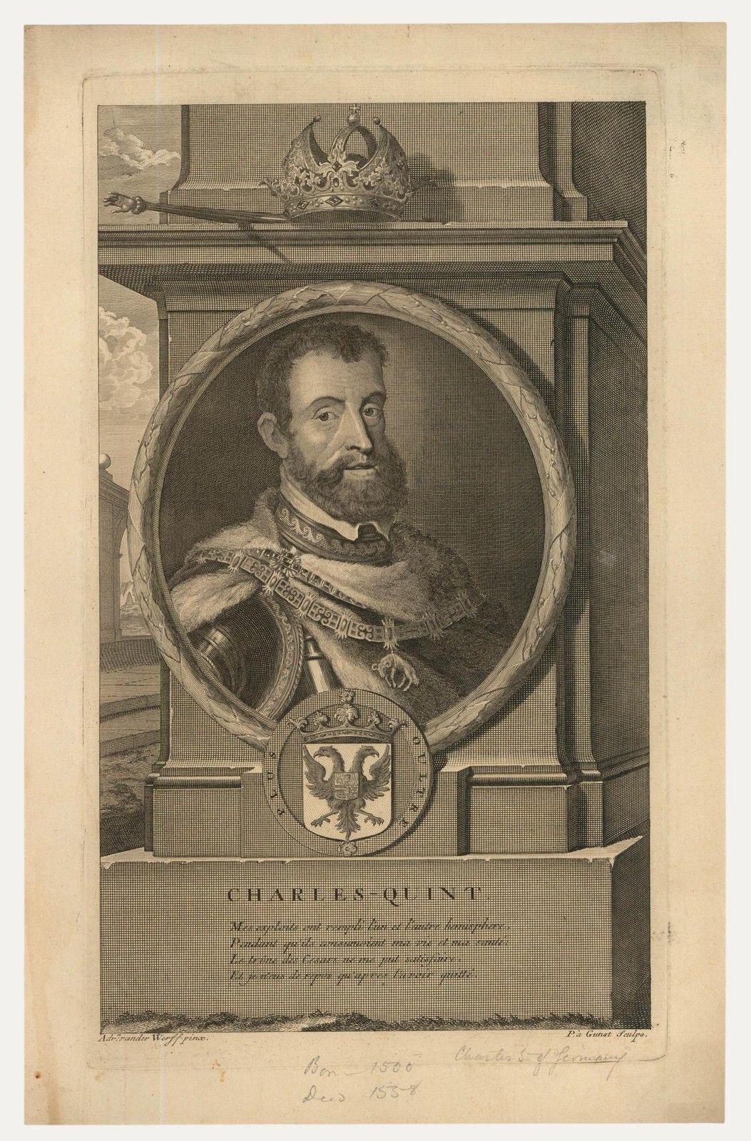 After Adriaen Van Der Werff (1659 1722) 17th Century Engraving, Charles V