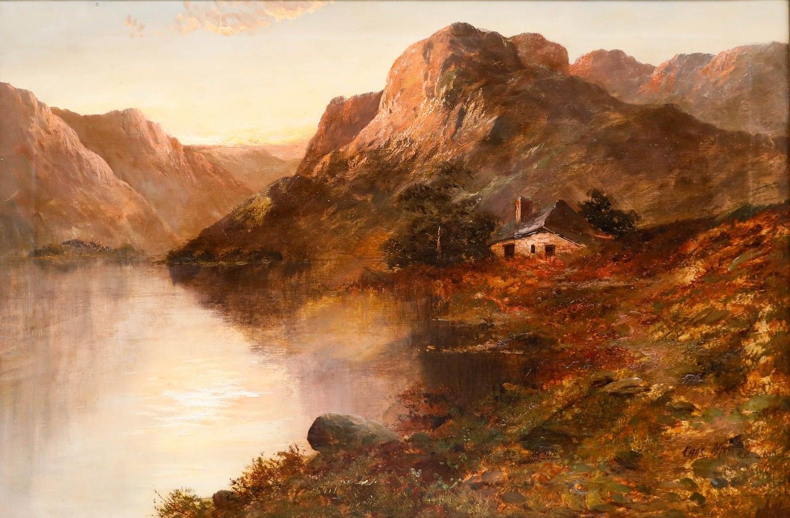 Francis E. Jamieson (1895 1950) 1912 Oil, Talyllyn Lake photo furniture