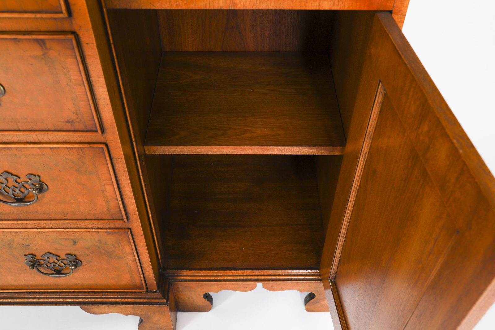 photo buy Vintage Burr Walnut Four Drawer Sideboard Credenza 20th C