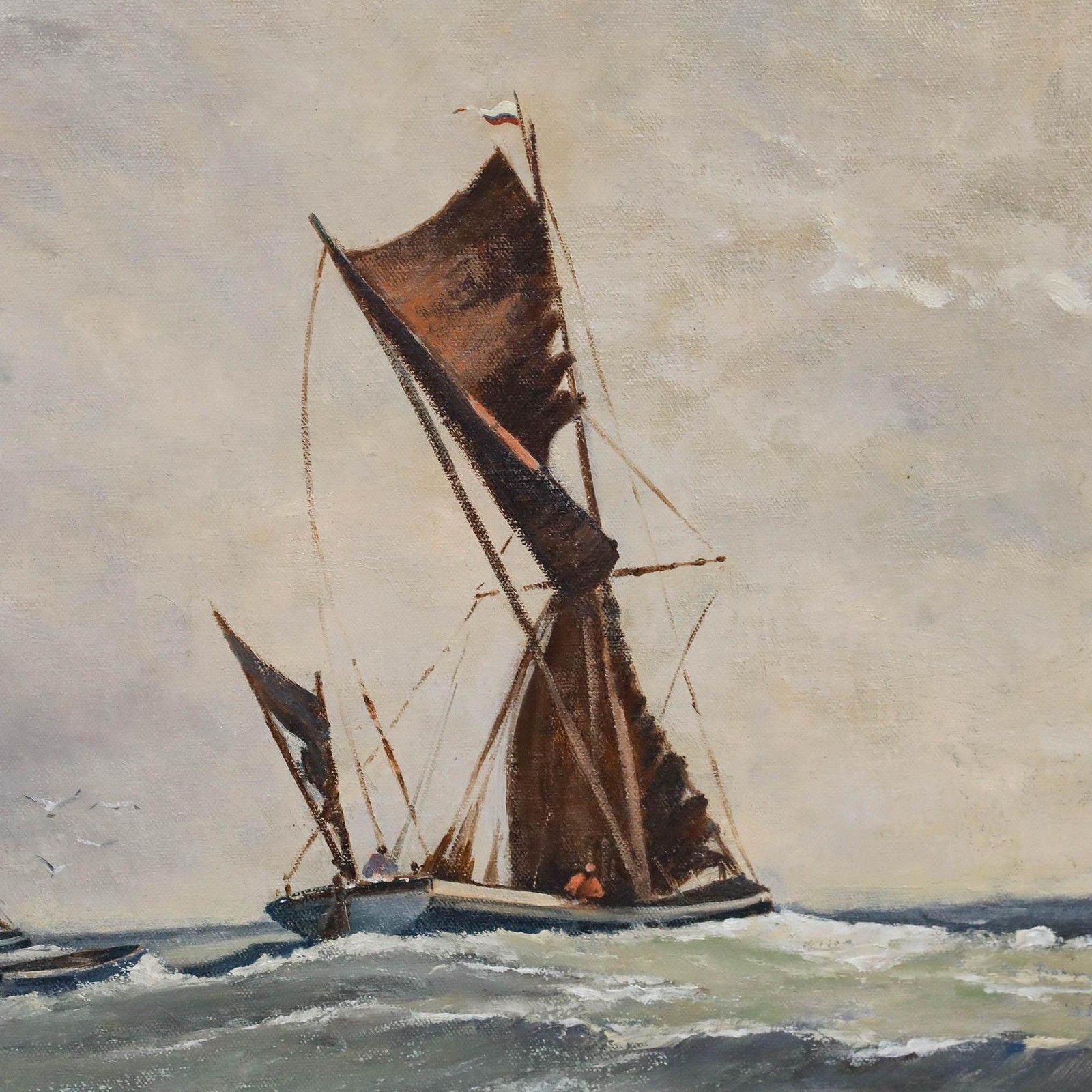 John Horwood (1934 1994) 1975 Oil, Fishing Boats At Full Sail photo 495.0