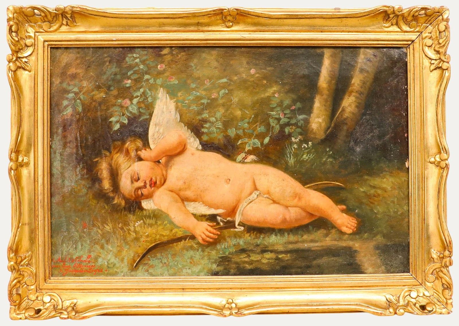 J. Jacquelin After Leon Perrault (1832 1908) 1923 Oil, Sleeping Cupid