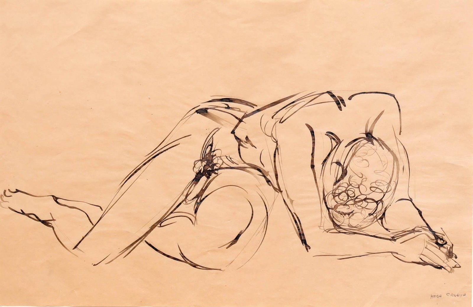 Hugh Cronyn Framed Mid 20th Century India Ink, Cry Of Despair photo furniture