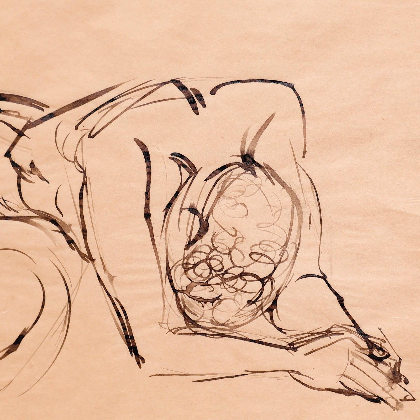 Hugh Cronyn Framed Mid 20th Century India Ink, Cry Of Despair photo Art