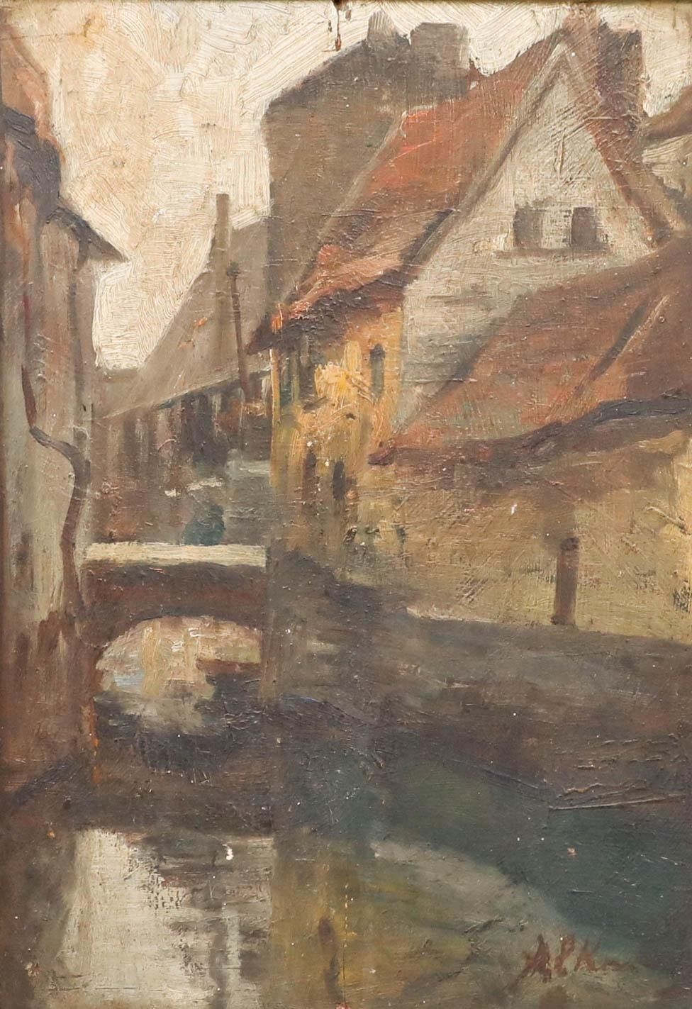 Fernand Alkan Levy (1870 1941) Early 20th Century Oil, The Canal photo furniture