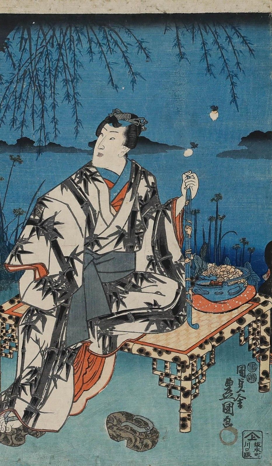 Utagawa Kunisada (1786 1865) Mid 19th Century Japanese Woodblock, Niwa Suzumi photo furniture