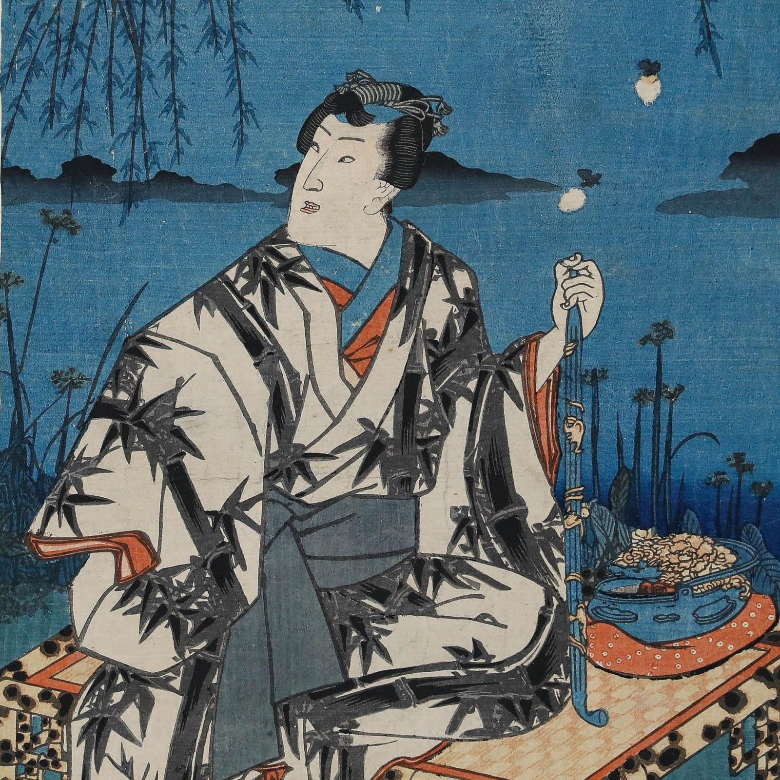 Utagawa Kunisada (1786 1865) Mid 19th Century Japanese Woodblock, Niwa Suzumi photo Art