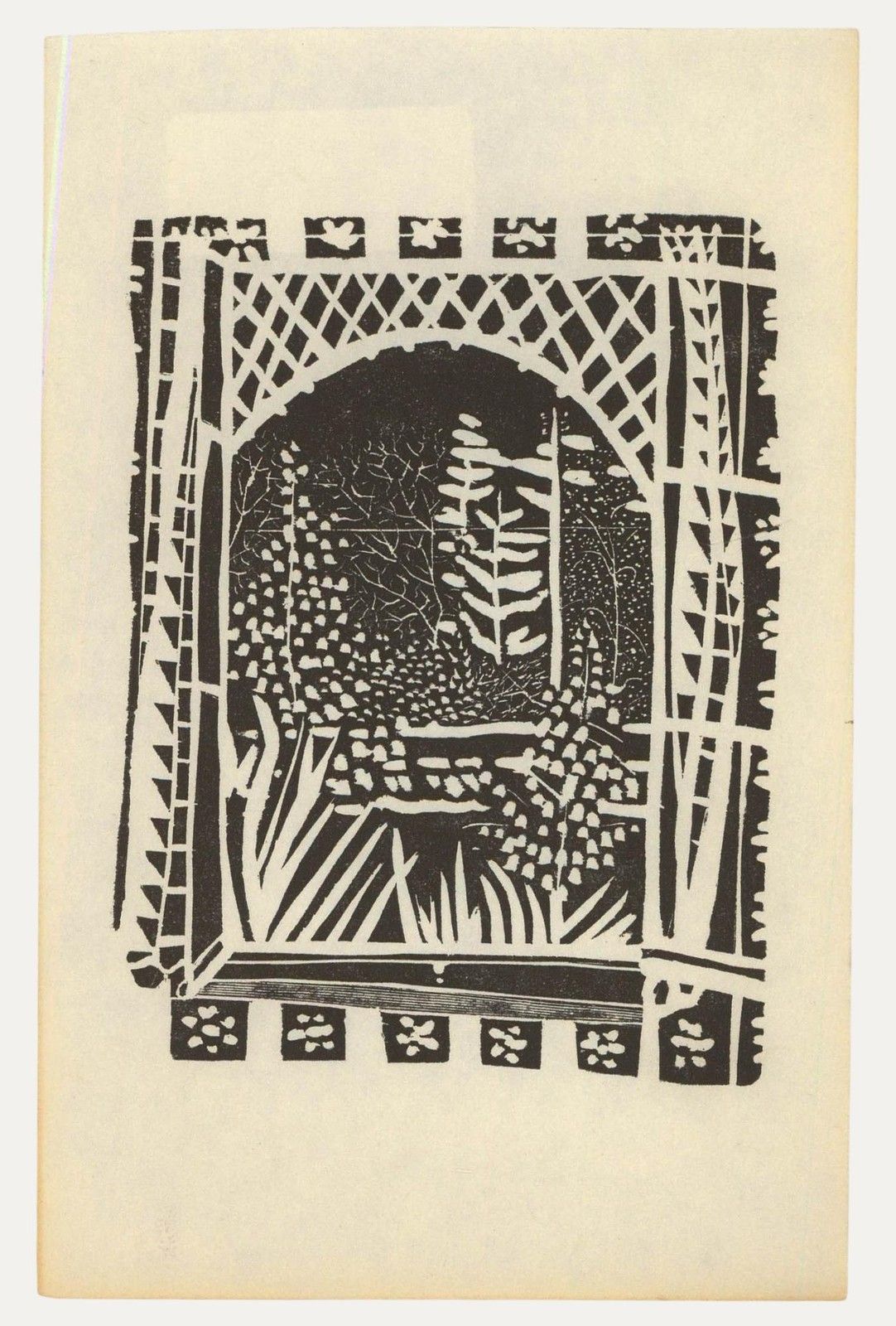 Albert Masri (1927 2020) Mid 20th Century Woodcut, The Garden