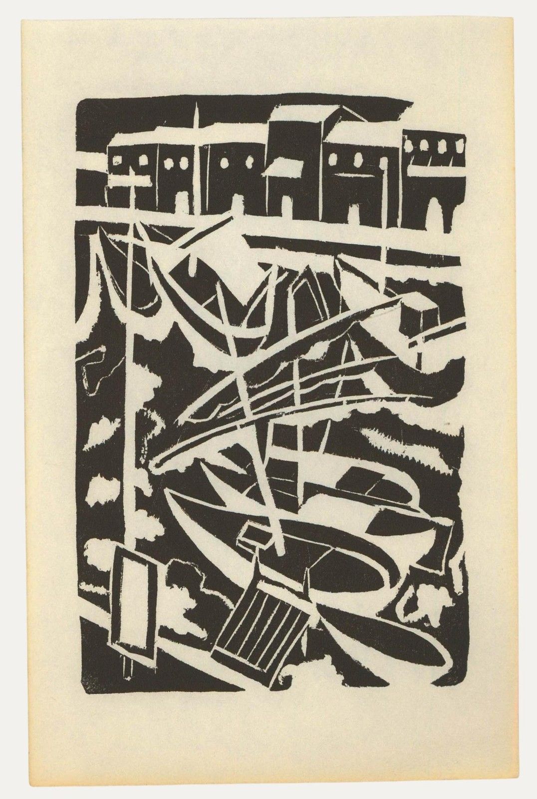 Albert Masri (1927 2020) Mid 20th Century Woodcut, View From The Harbour