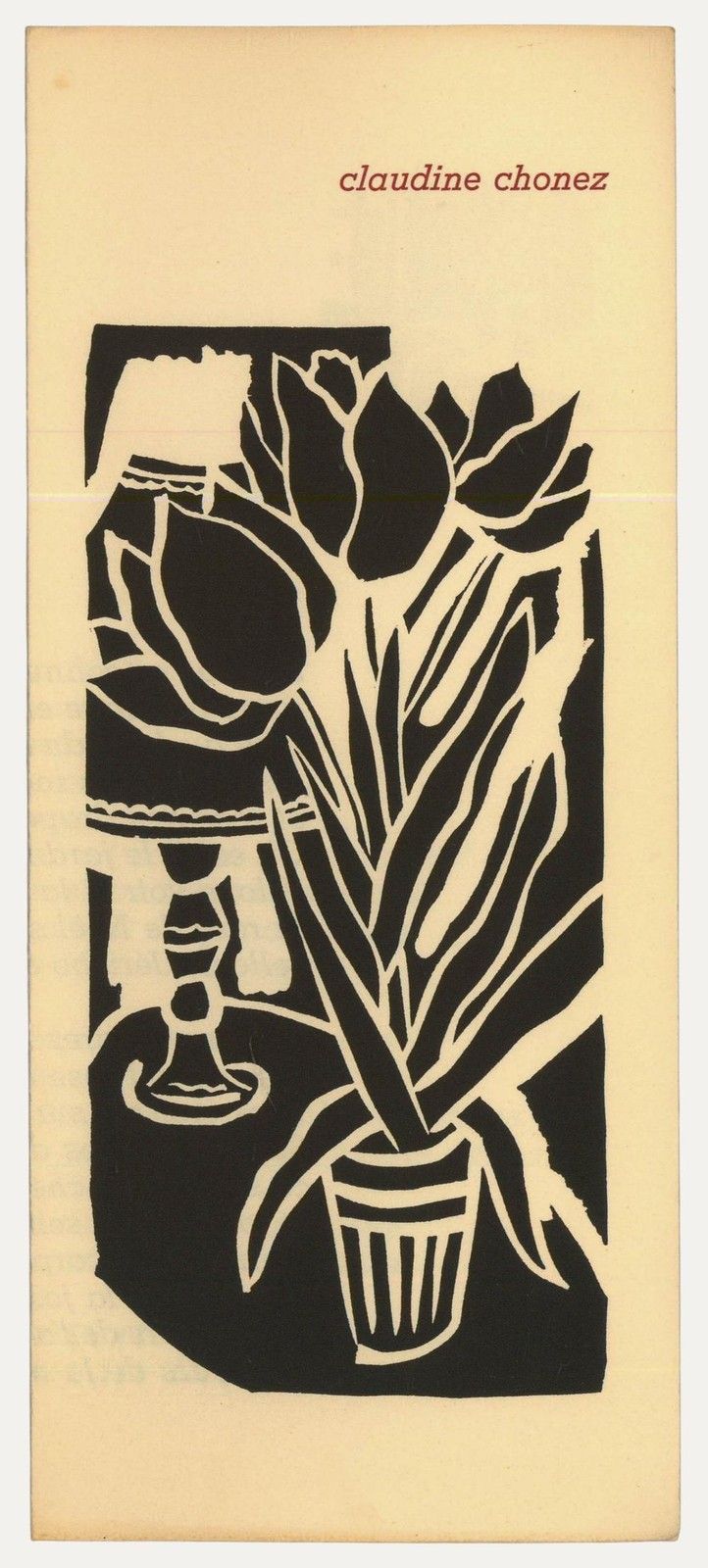 Albert Masri (1927 2020) Mid 20th Century Woodcut, A Poem By Claudine Chonez