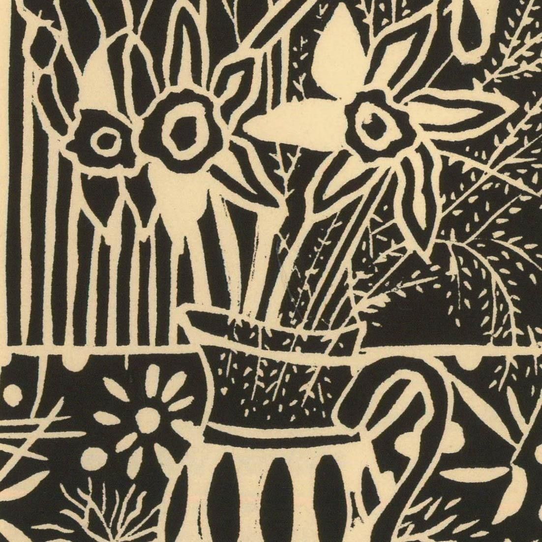 Albert Masri (1927 2020) Mid 20th Century Woodcut, A Poem By Claude De Burine photo Art