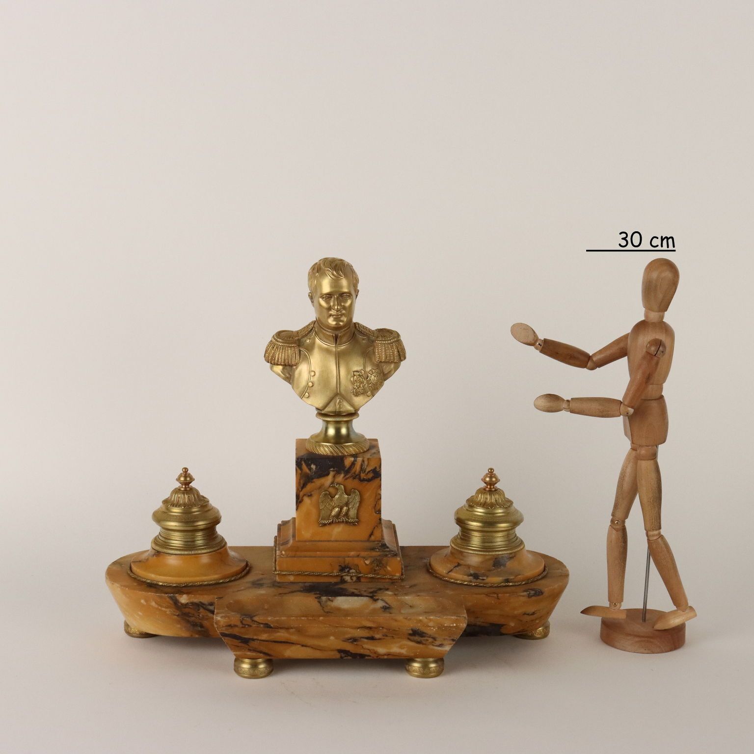 Inkwell In Yellow Marble And Gilded Bronze Italy XIX Century photo furniture