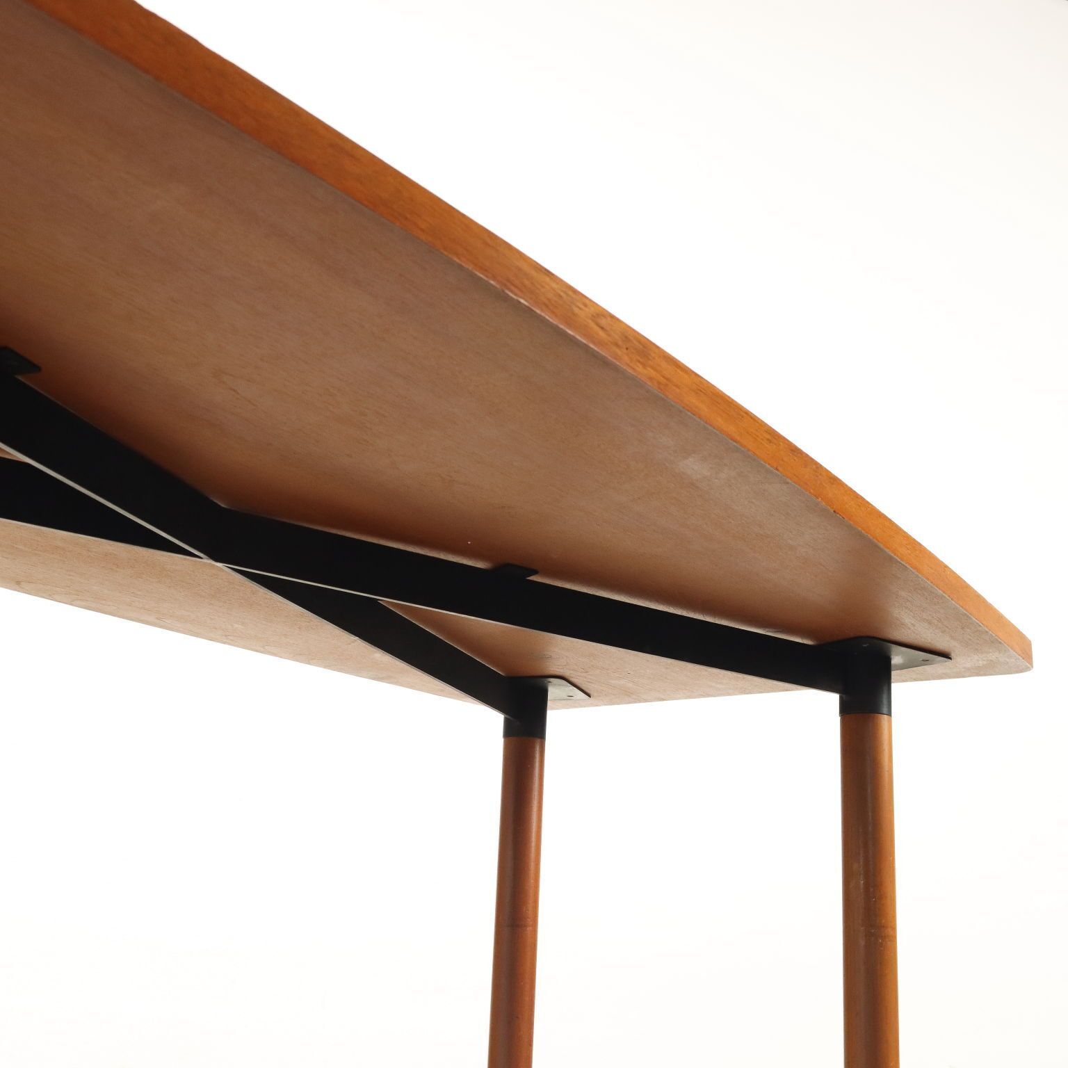Vintage 1960s Elegant Table Teak Brass Feet Design Italy photo buy