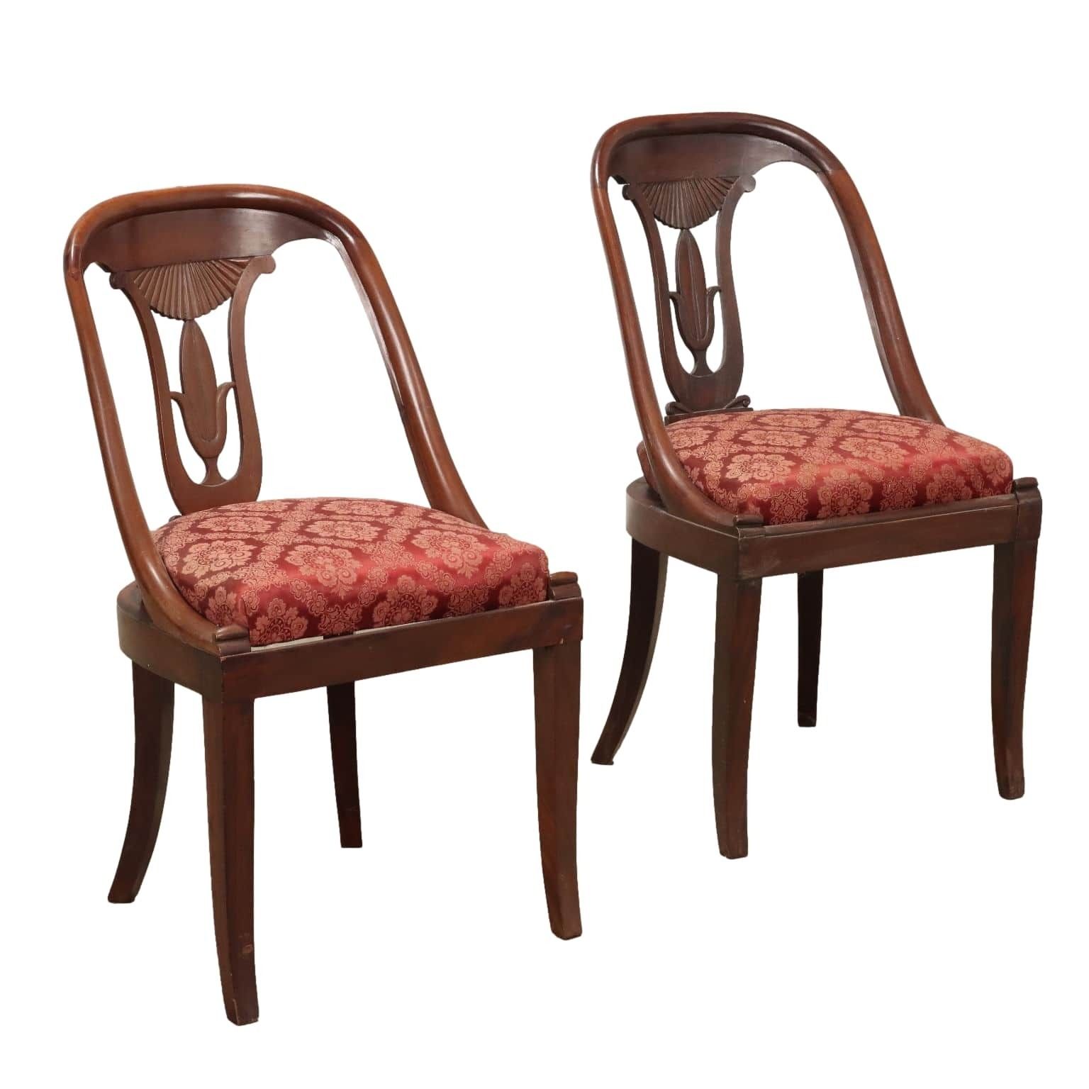 Pair Of Antique Restoration Chairs Mahogany XIX Century