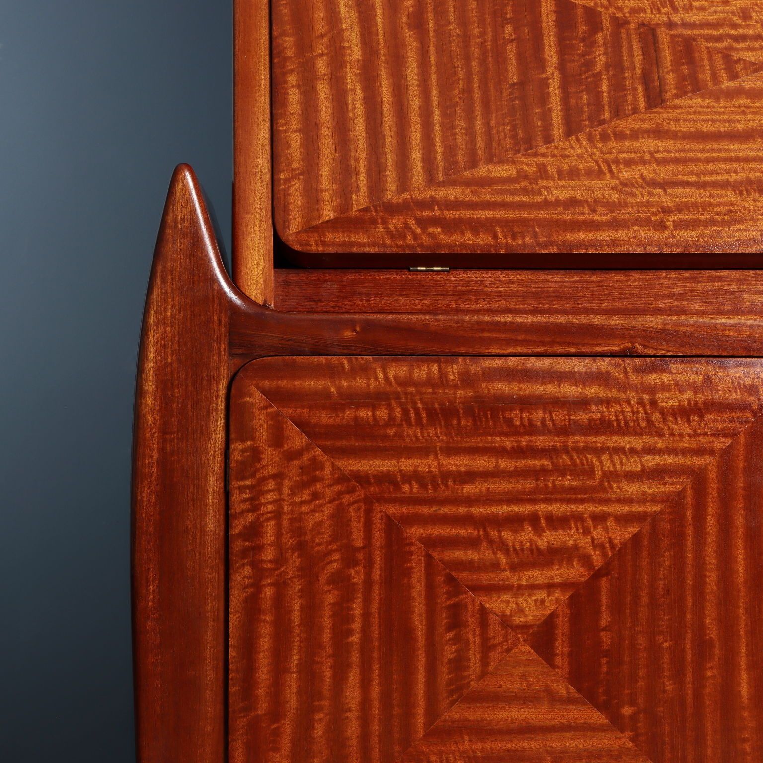 photo furniture Vintage Trumeau Mahogany Wood Veneer Italy 1950s
