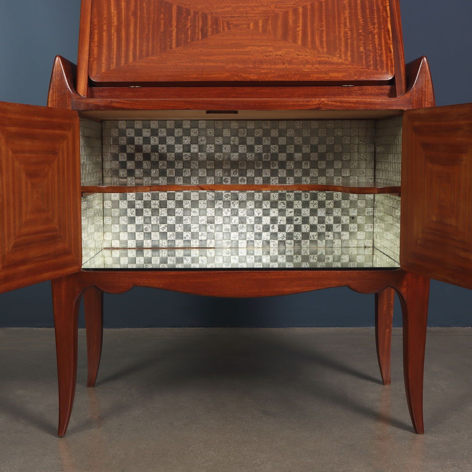 photo for sale Vintage Trumeau Mahogany Wood Veneer Italy 1950s