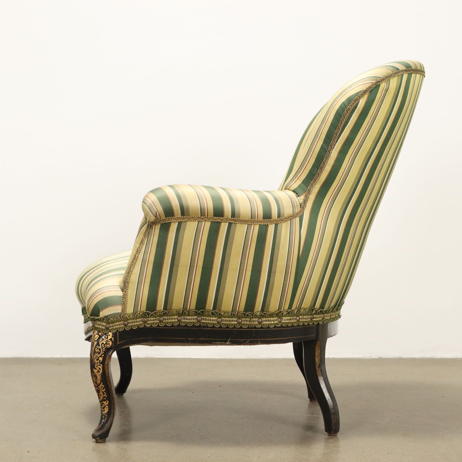 Antique Armchair Lacquered Wood Padding Italy Late XIX Century photo for sale