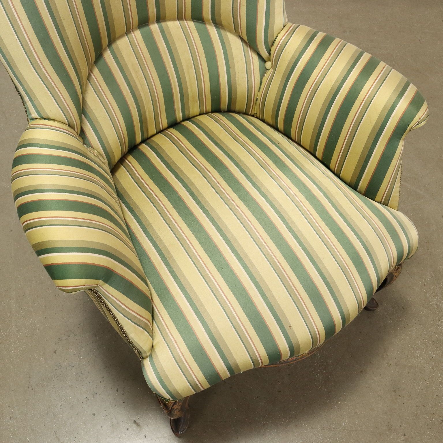 Antique Armchair Lacquered Wood Padding Italy Late XIX Century photo vintage