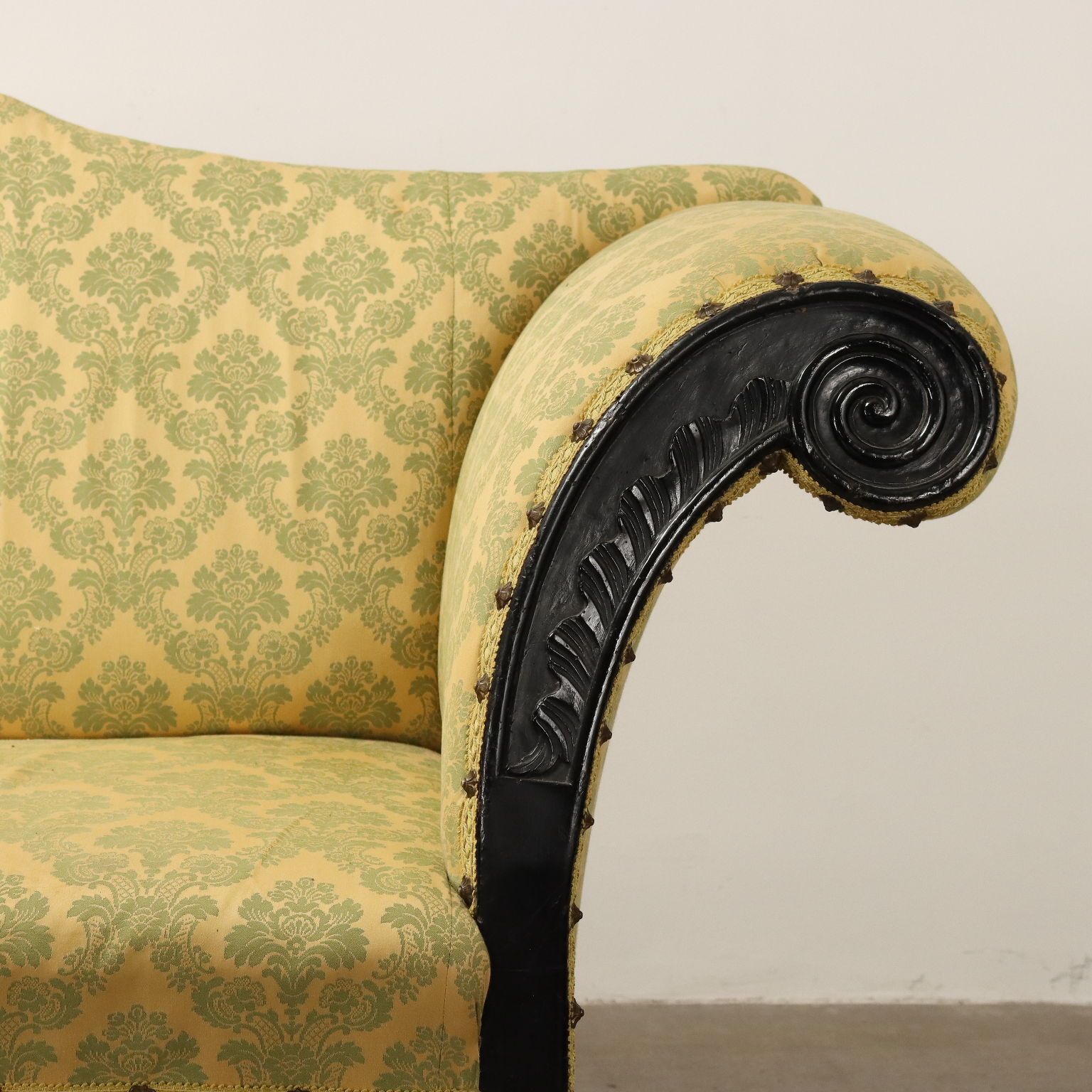 Antique Sofa Walnut Fabric Upholstery Italy XVIII Century photo Furniture