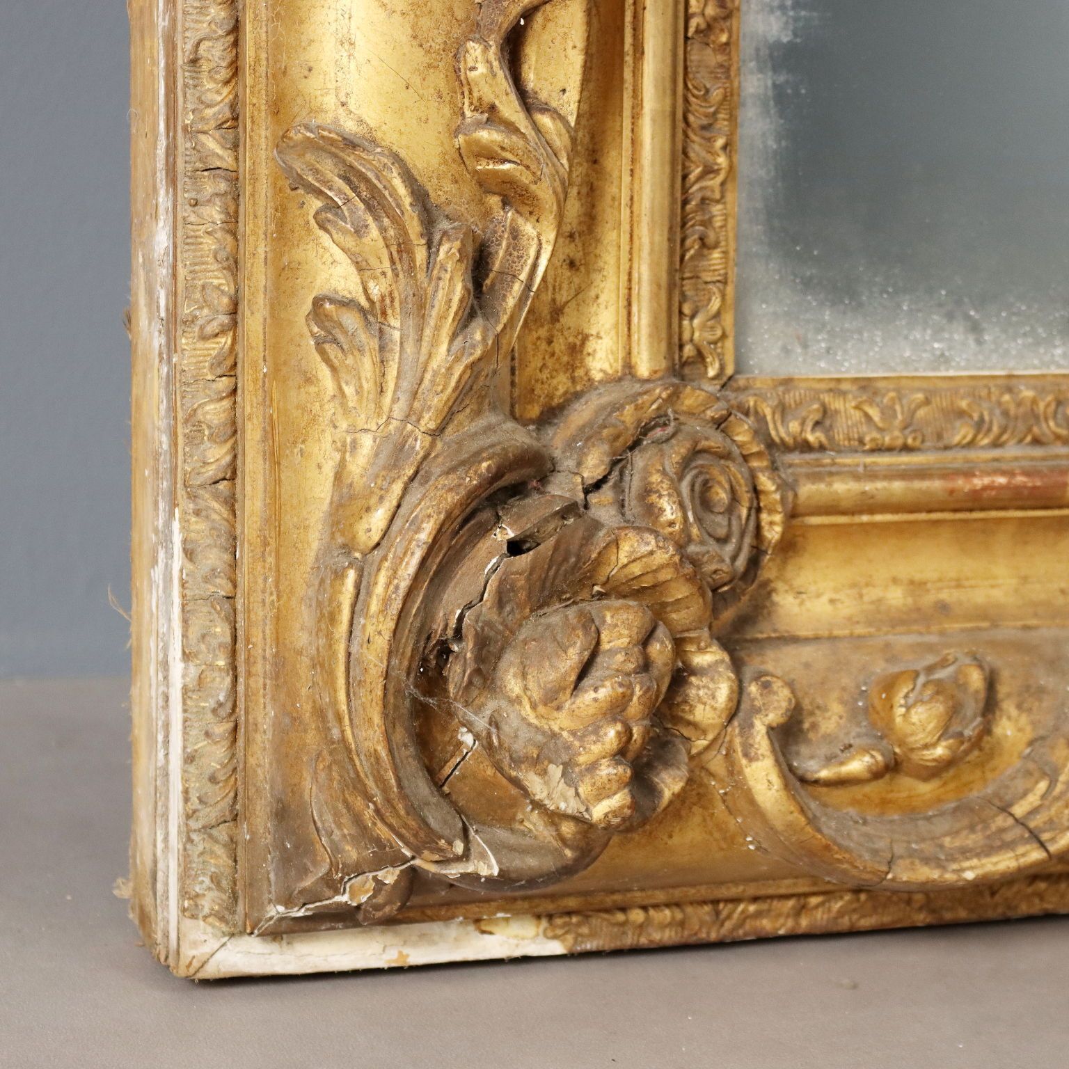 1850.0 Antique Mirror Gilded Carved Wood France XIX Century photo