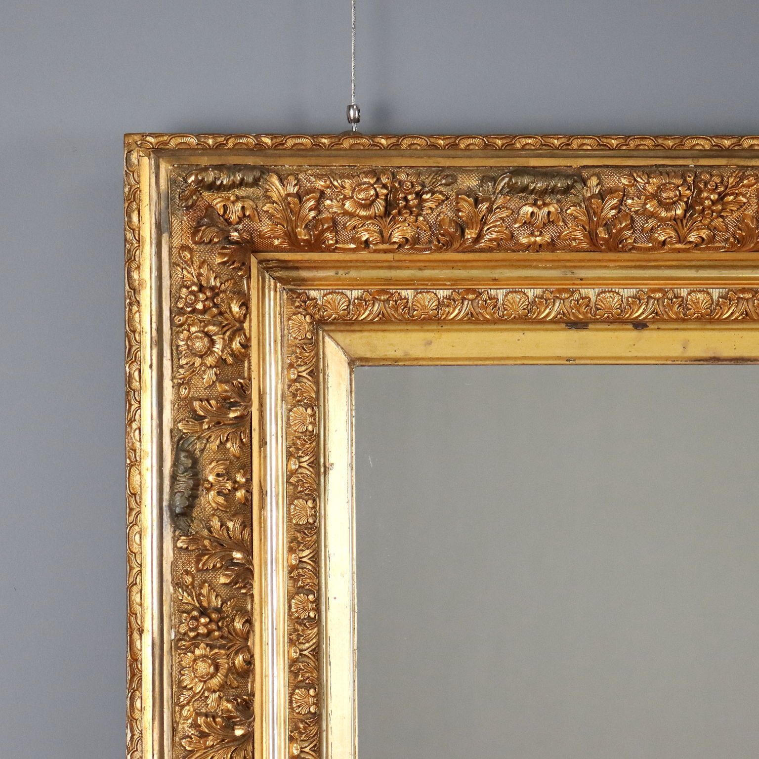 Antique Mirror Carved Gilded Wood Italy XIX Century photo for sale