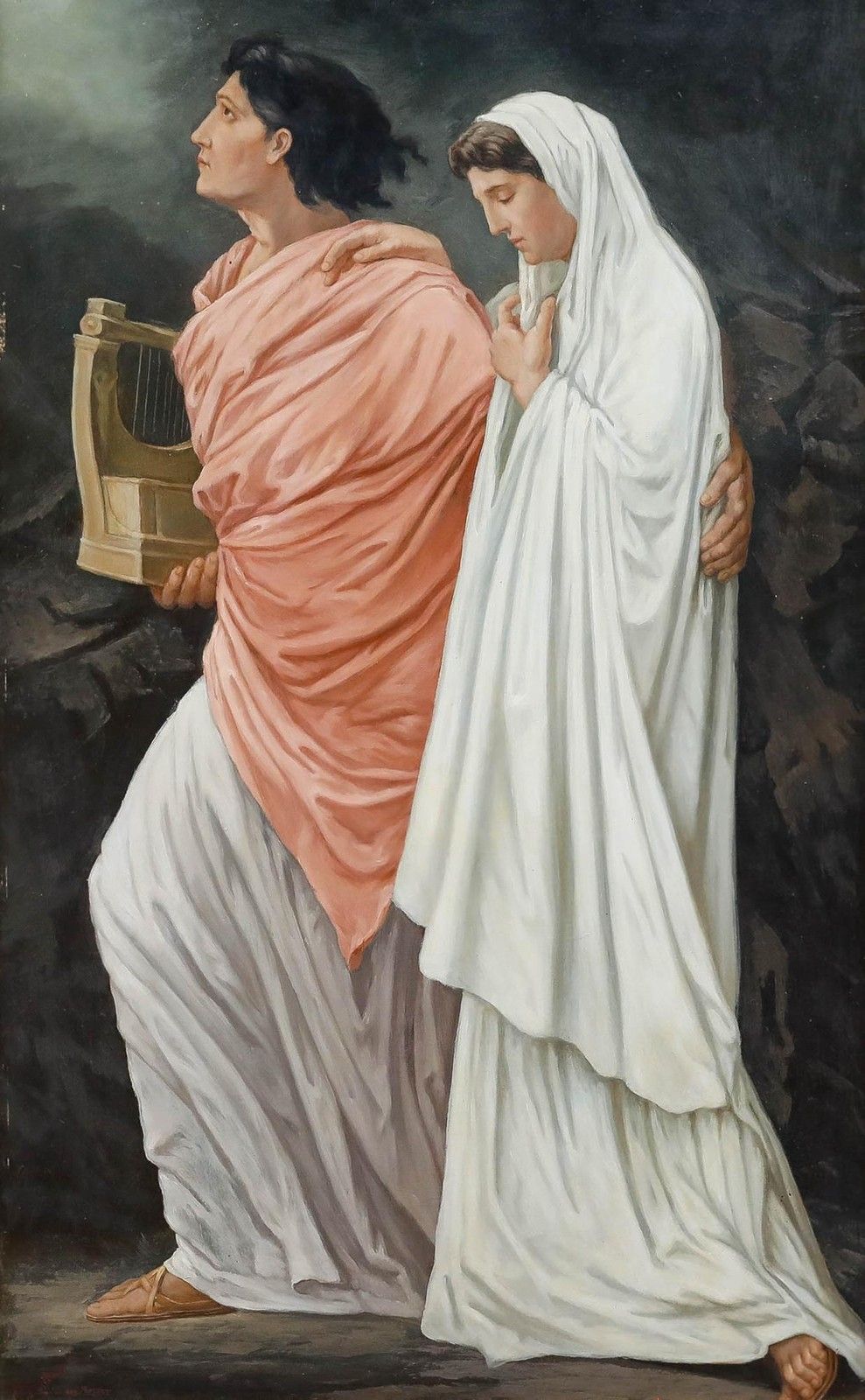 After Anselm Feuerbach 20th Century Oil, Orpheus And Eurydice photo furniture