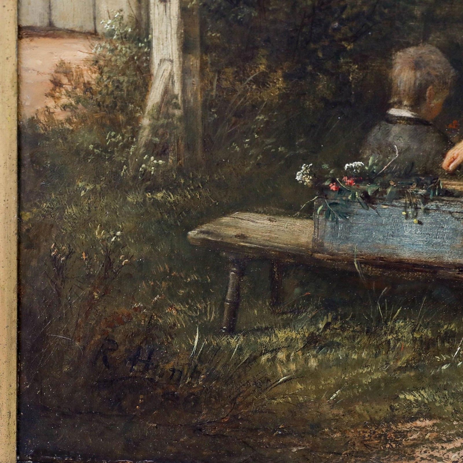 Reuben Hunt (1857 1938) 1882 Oil, Children In The Garden photo buy