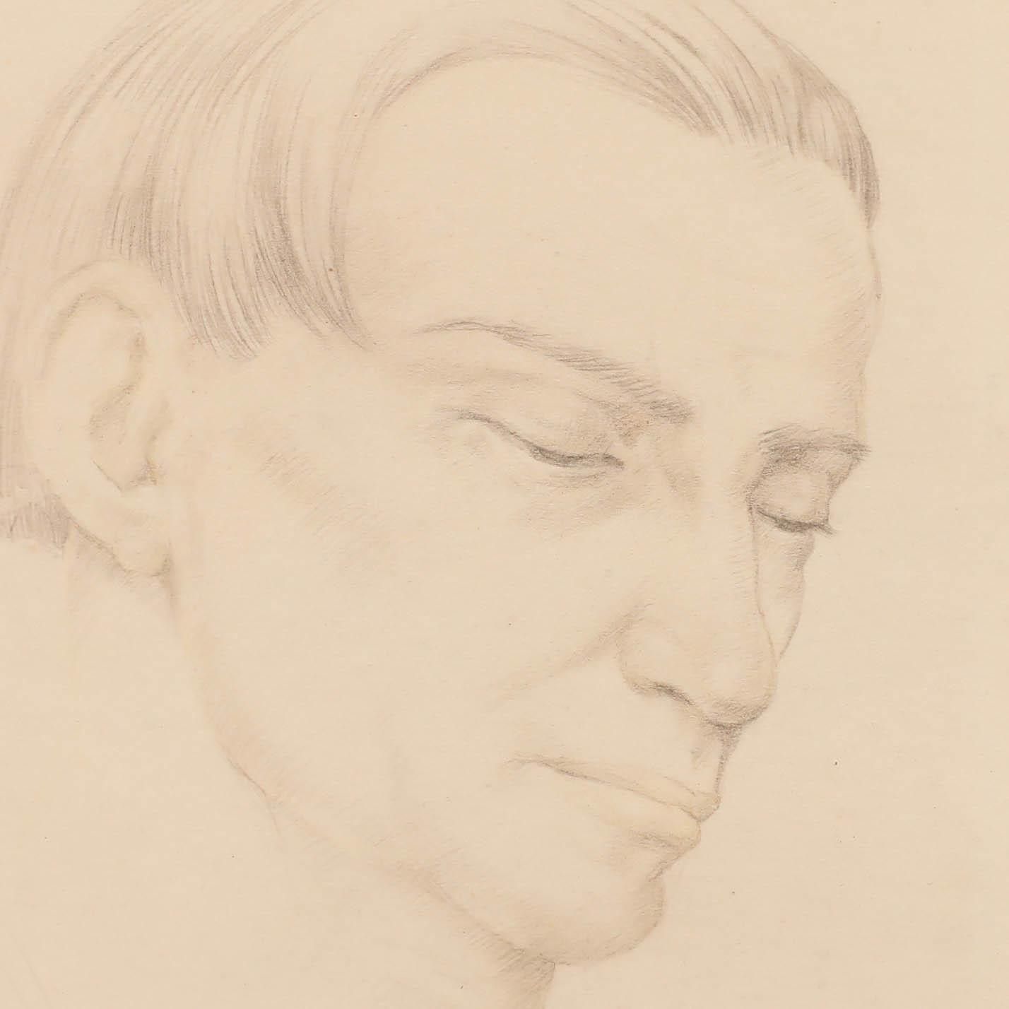 English School Early 20th Century Graphite Drawing Study Of A Man In Profile photo Art