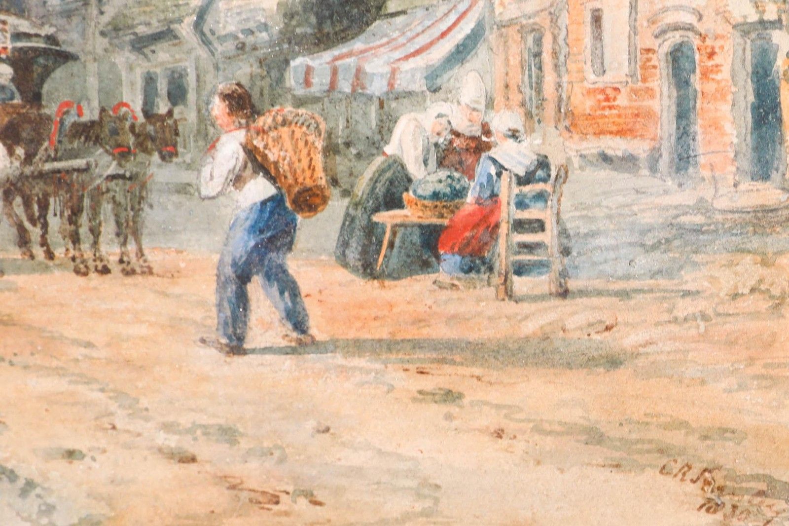 Caleb Robert Stanley (1795 1868) 1830 Watercolour, Town By The River photo vinterior