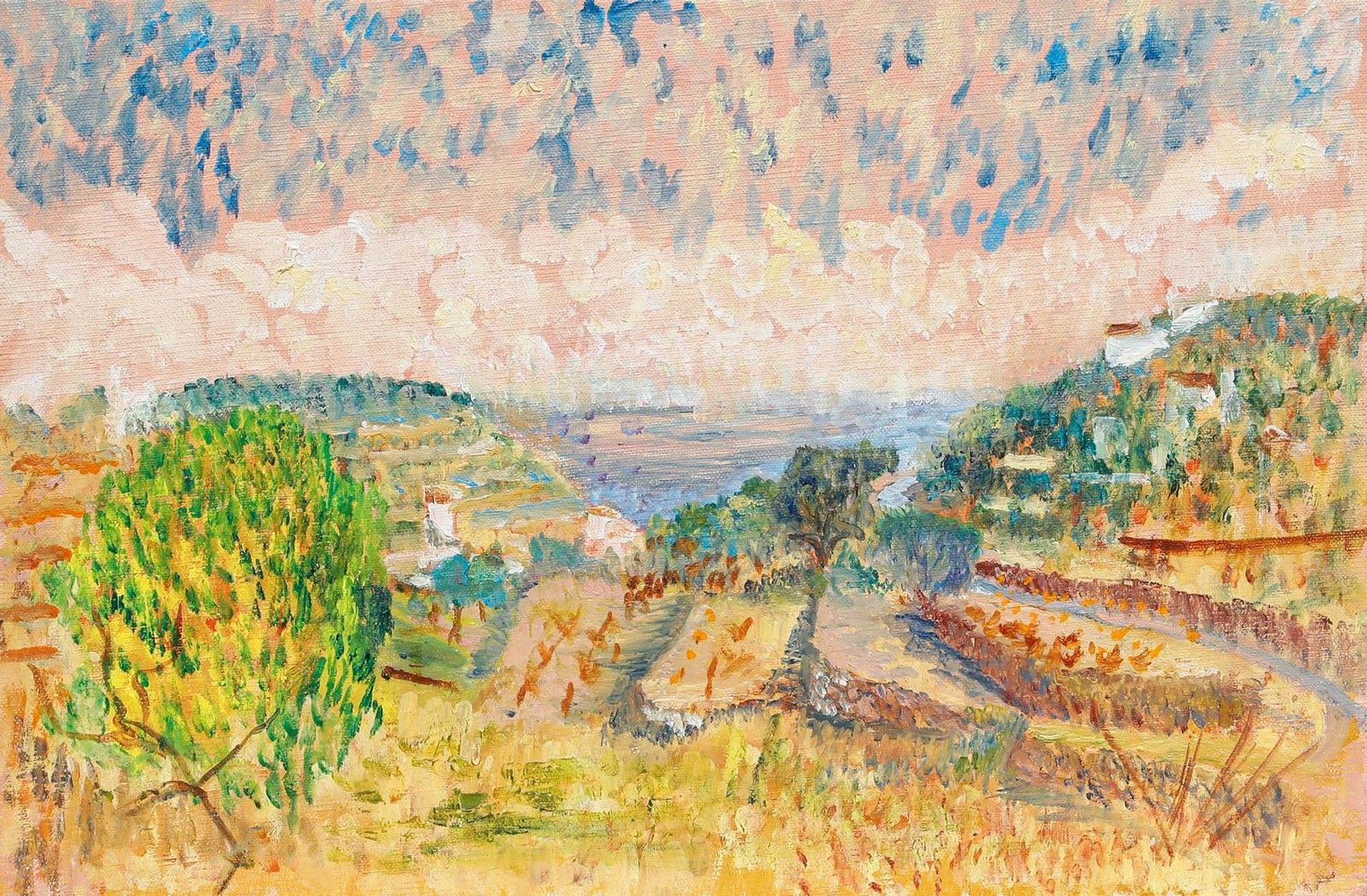 Françoise V. Clarke Fort (1915 2001) 20th Century Oil, A Provencal View photo furniture