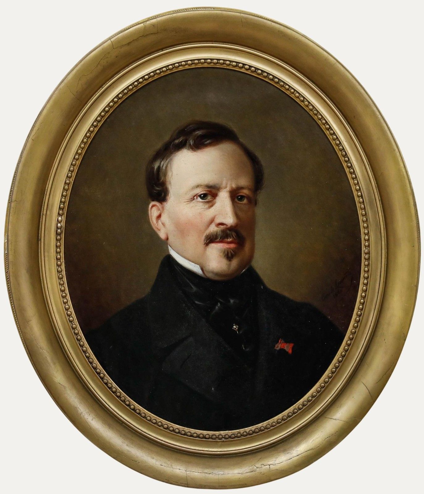 Emile Charles H. Lecomte Vernet (1821 1900) Fine 1860 Oil, A Refined Gentleman