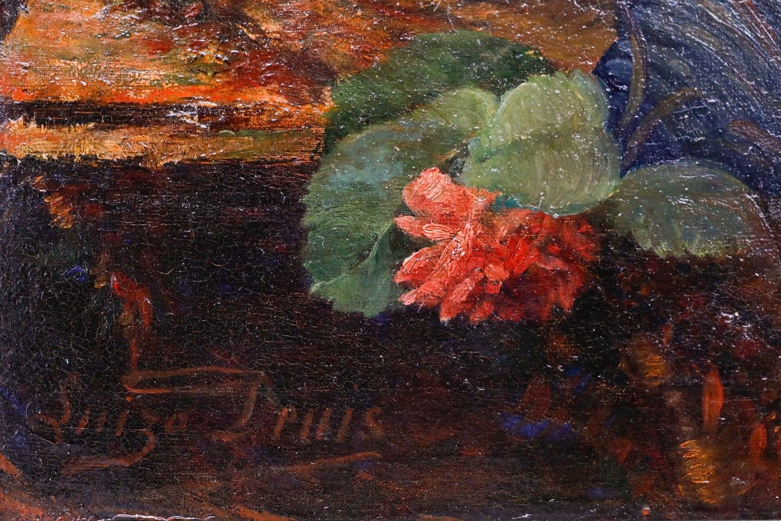 Luizo Denis Framed Late 19th Century Oil, Summer Roses photo Art