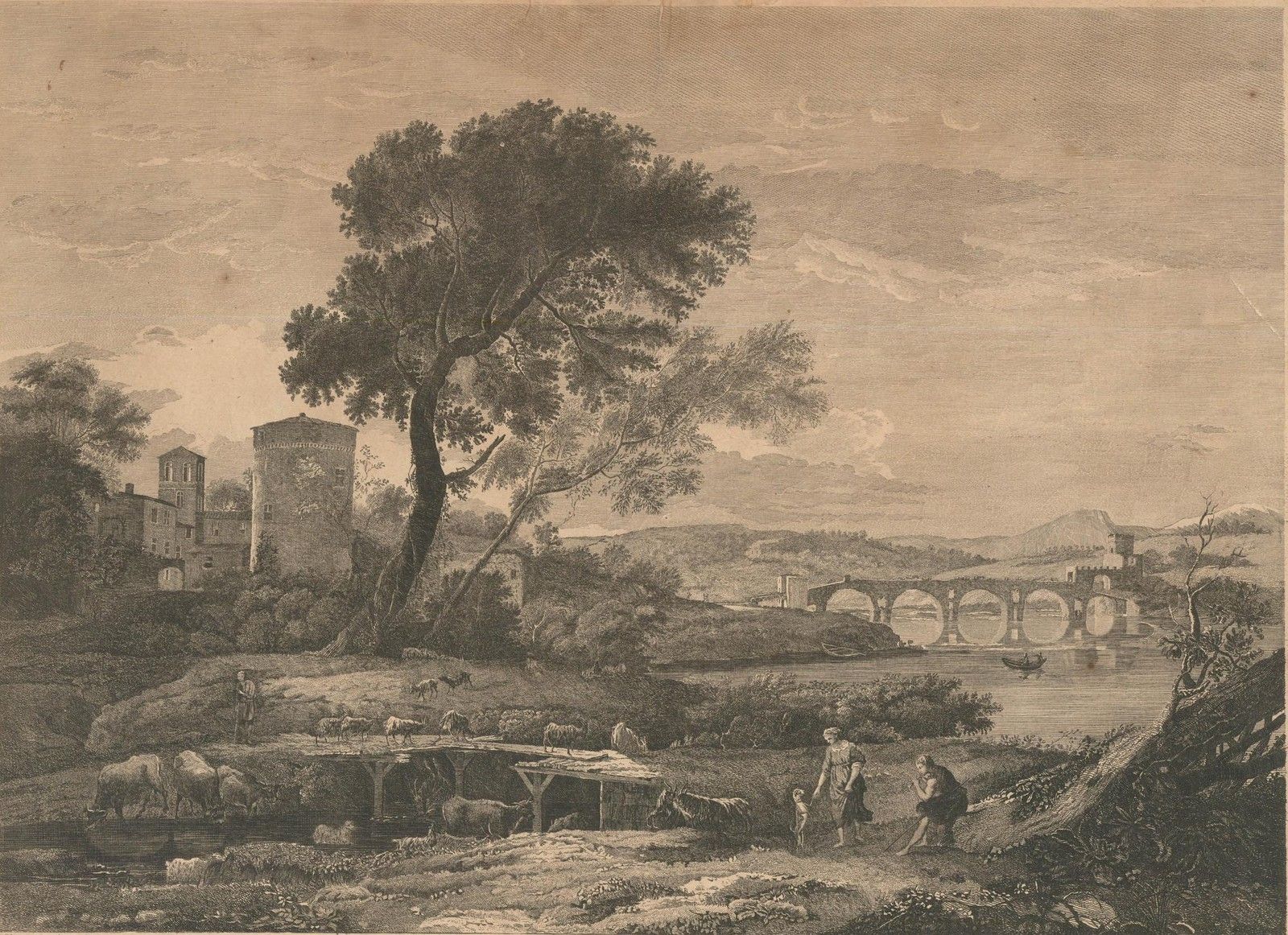 Thomas Major After Claude Lorrain Engraving, A View Of Ponte Molle Near Rome photo furniture