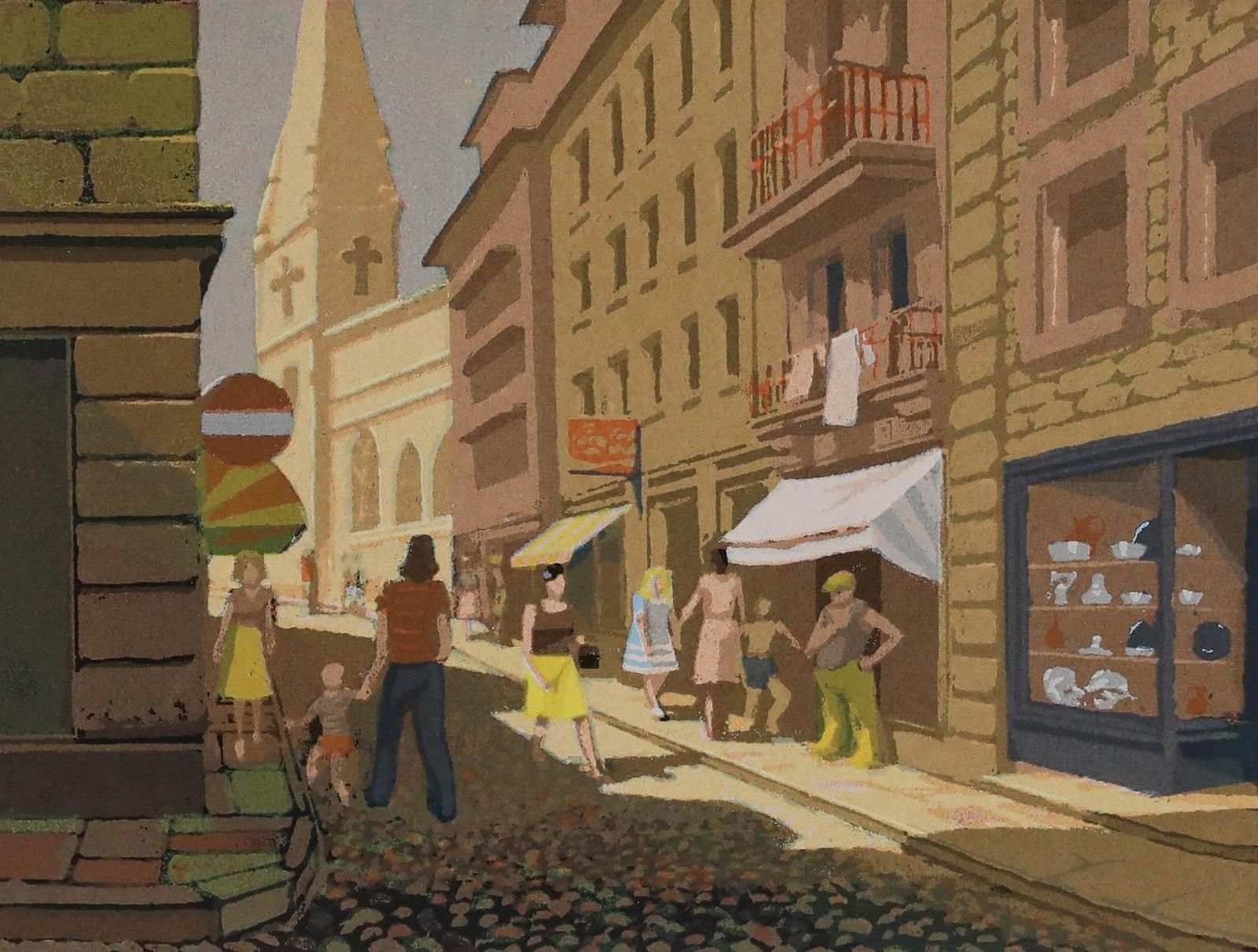 Ewan Cameron (B.1962) Contemporary Silkscreen, The Street photo furniture