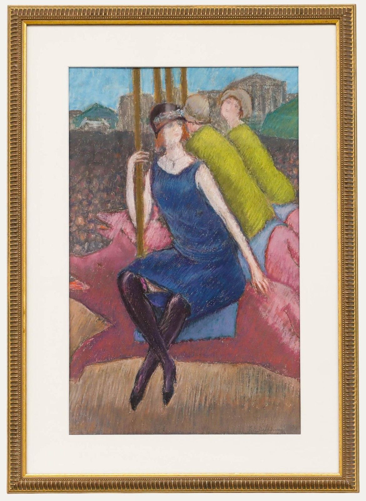 Georges Eugene Delhomme (1904 1989) Mid 20th Century Pastel, When Pigs Fly