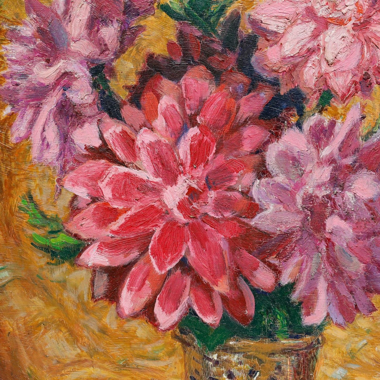 Henri Vincent Anglade (1876 1956) 1951 Oil, A Study Of Dahlias photo 395.0
