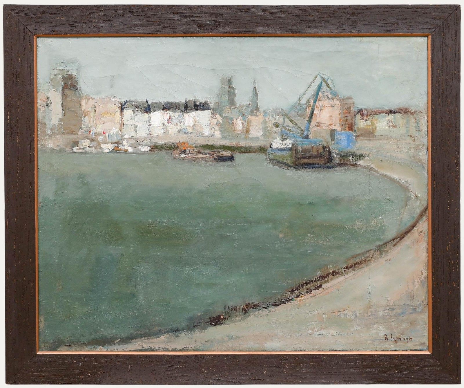 Beer Suringh (1906 1982) Framed Mid 20th Century Oil, Maasboulevard, Rotterdam