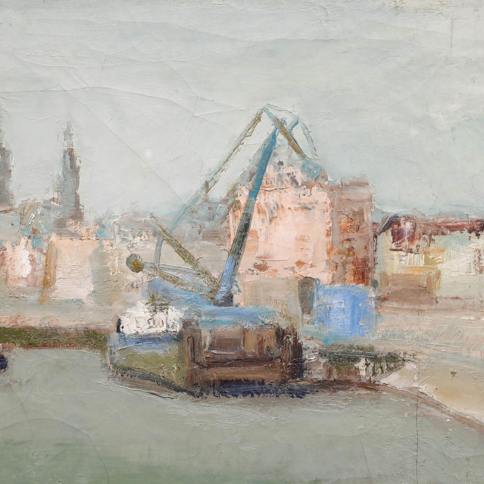 Beer Suringh (1906 1982) Framed Mid 20th Century Oil, Maasboulevard, Rotterdam photo Art
