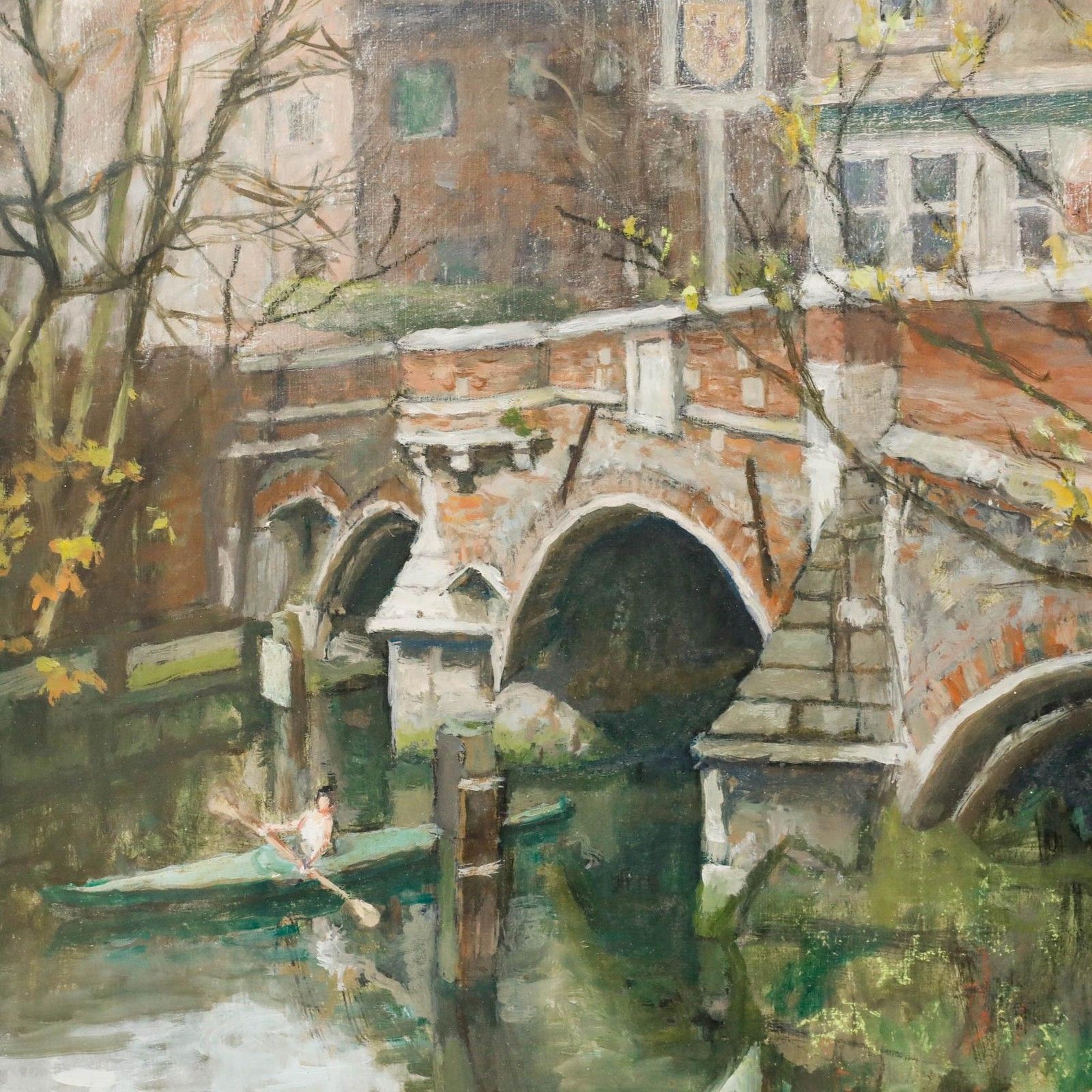 Pauline Plummer (B.1933) Framed Contemporary Oil, Bishop's Bridge, Norwich photo Art