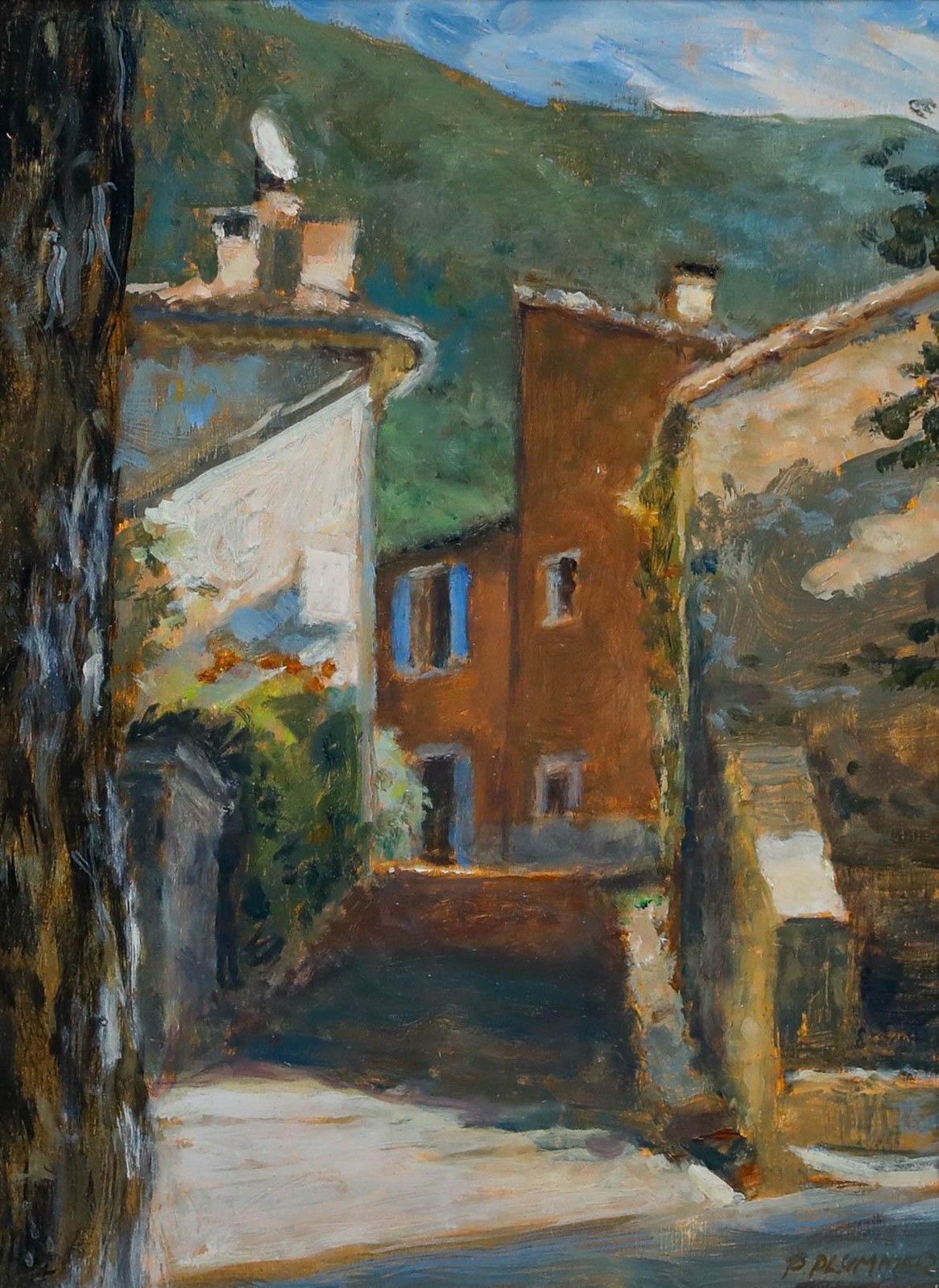 Pauline Plummer (B.1933) Contemporary Oil, The Church At Rustrel, Provence photo furniture