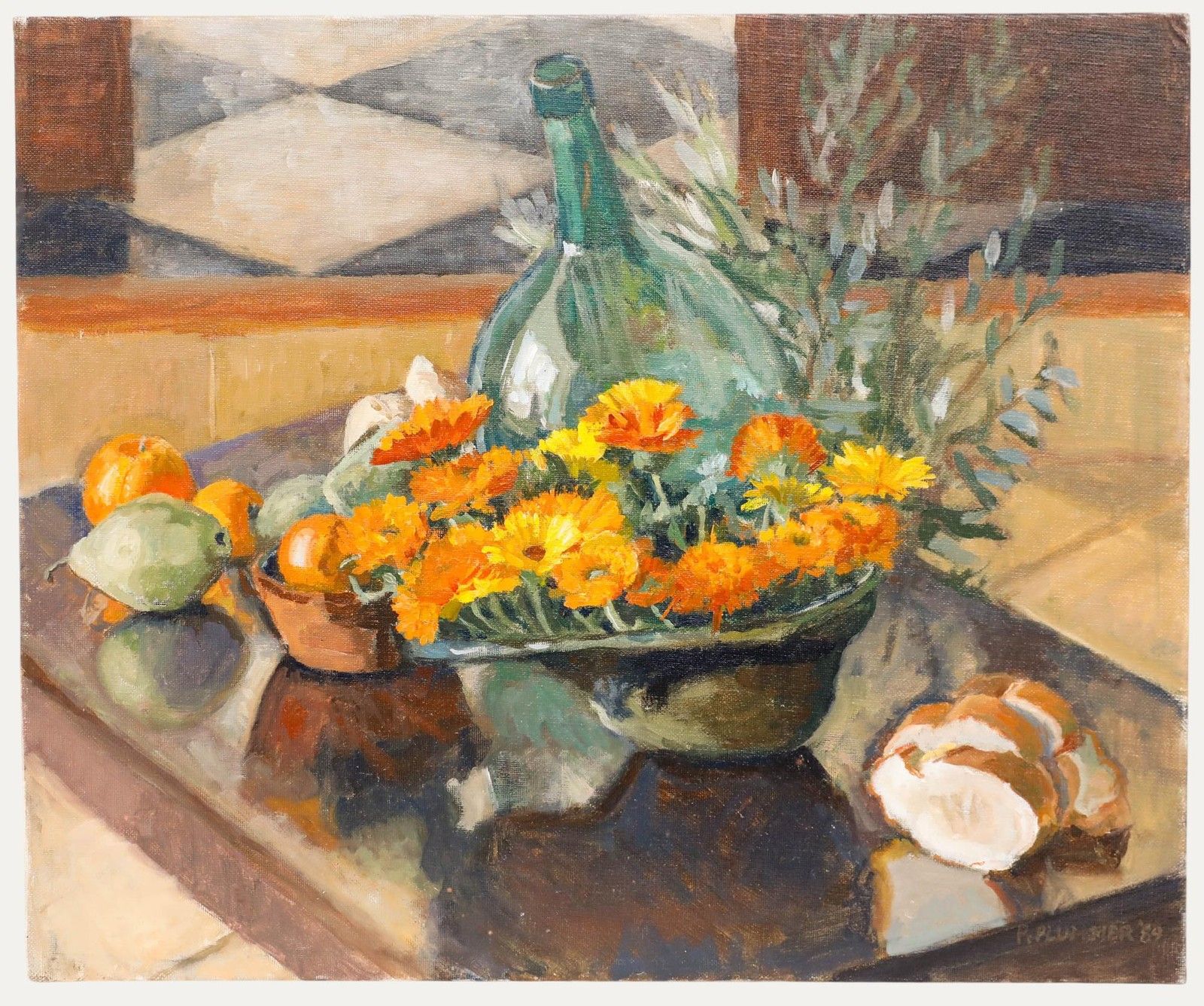 Pauline Plummer (B.1933) 1989 Oil, Still Life With Gerberas