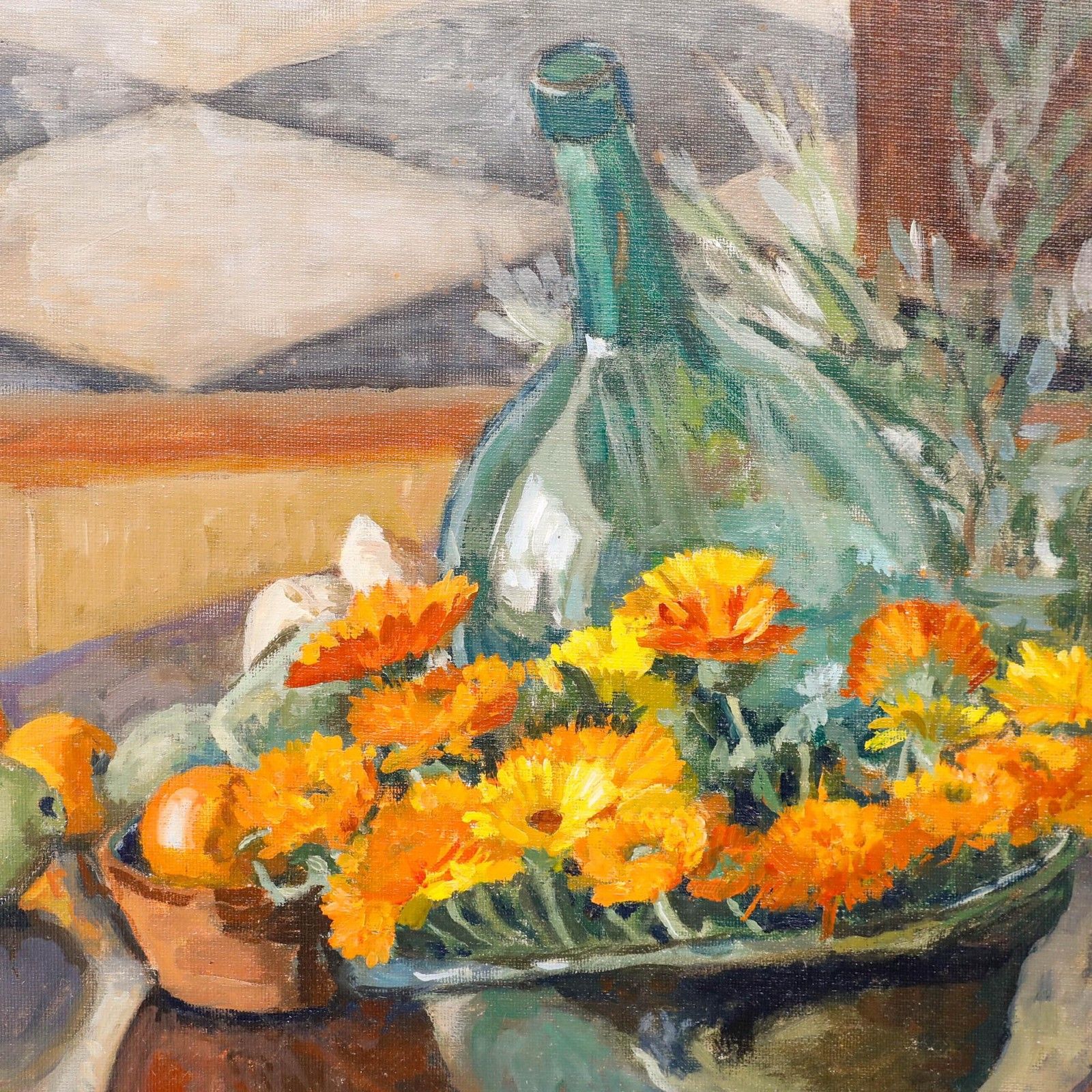 Pauline Plummer (B.1933) 1989 Oil, Still Life With Gerberas photo Art