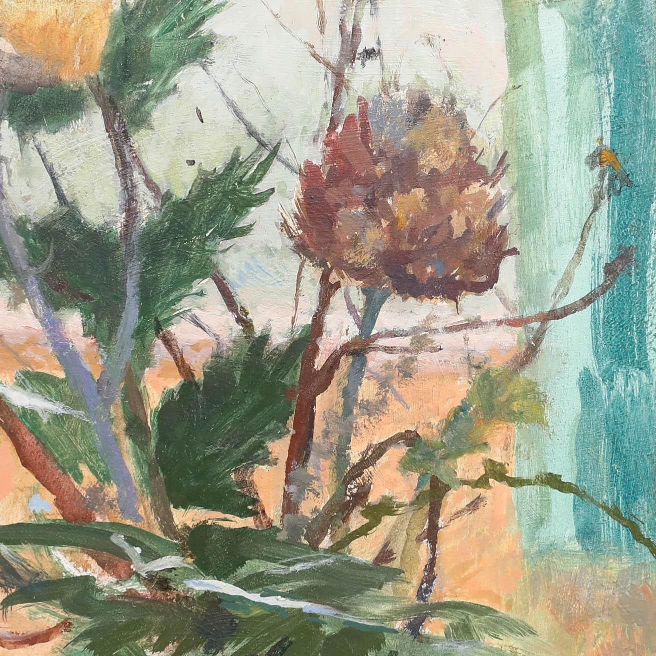 Pauline Plummer (B.1933) 20th Century Oil, A Study Of Thistles photo 325.0