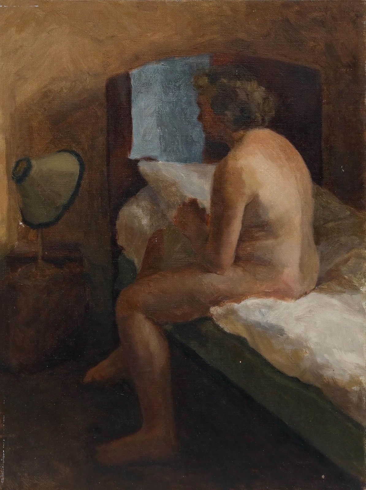Pauline Plummer (B.1933) 20th Century Oil, Ready For Bed photo furniture
