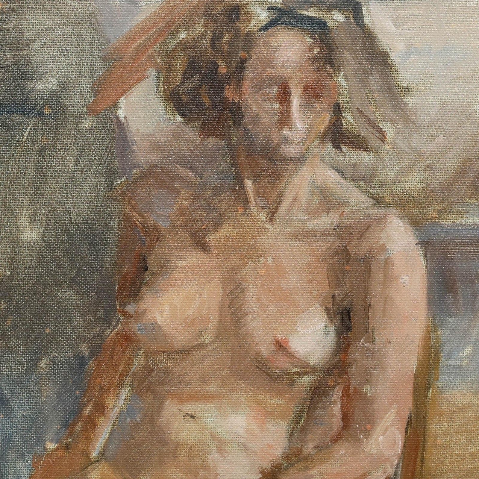 Pauline Plummer (B.1933) Framed 20th Century Oil, The Girl With Rumpled Hair photo Art