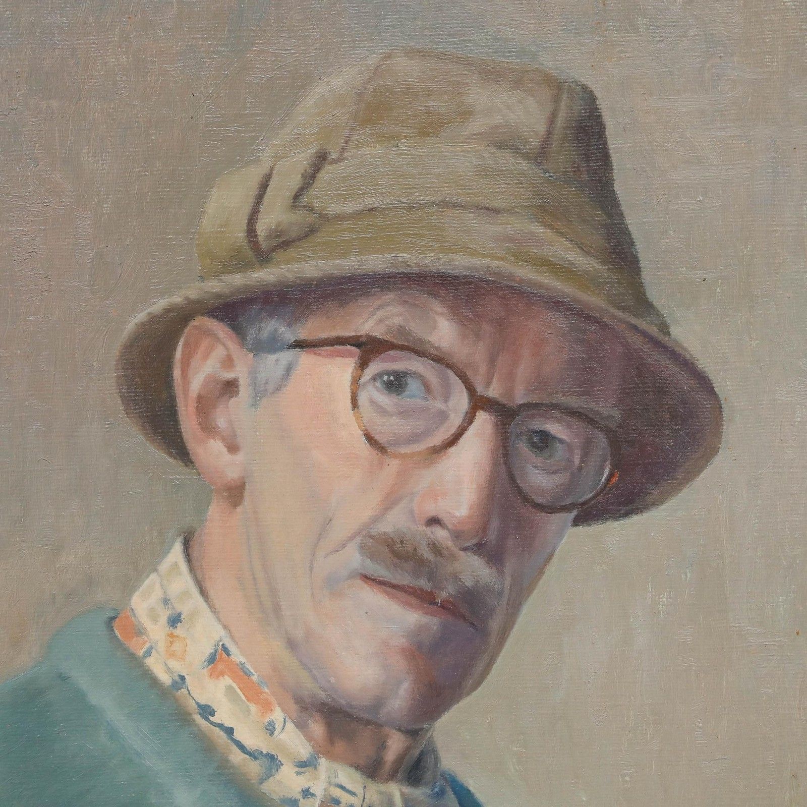 W. H. Plummer (B.1933) Framed 20th Century Oil, Self Portrait photo Art